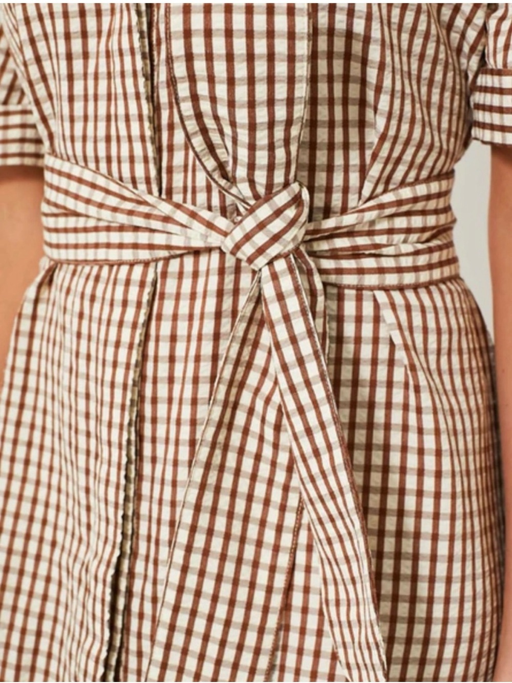 POMANDER PLACE Brown Gingham Seersucker Zacara Dress Tuckernuck - Picture 4 of 7